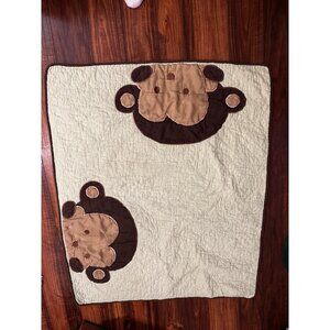 Peek a Boo MONKEY Baby‎ Blanket Head Face Reversible Green White Brown Stripe